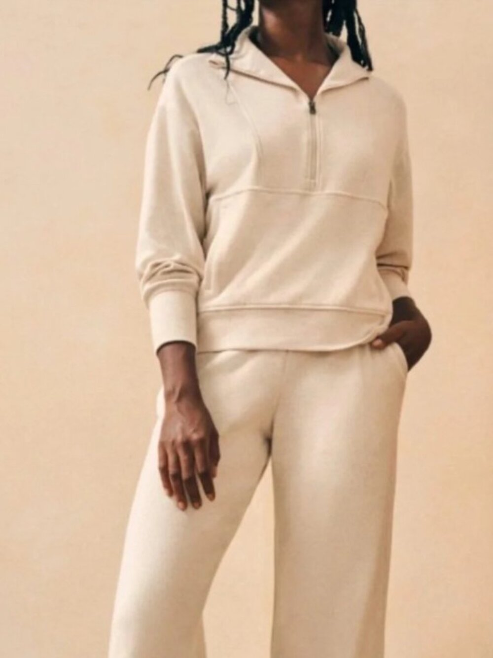 Faherty Legend Lounge Organic Cotton Half Zip Sweatshirt Oatmeal Sz XS